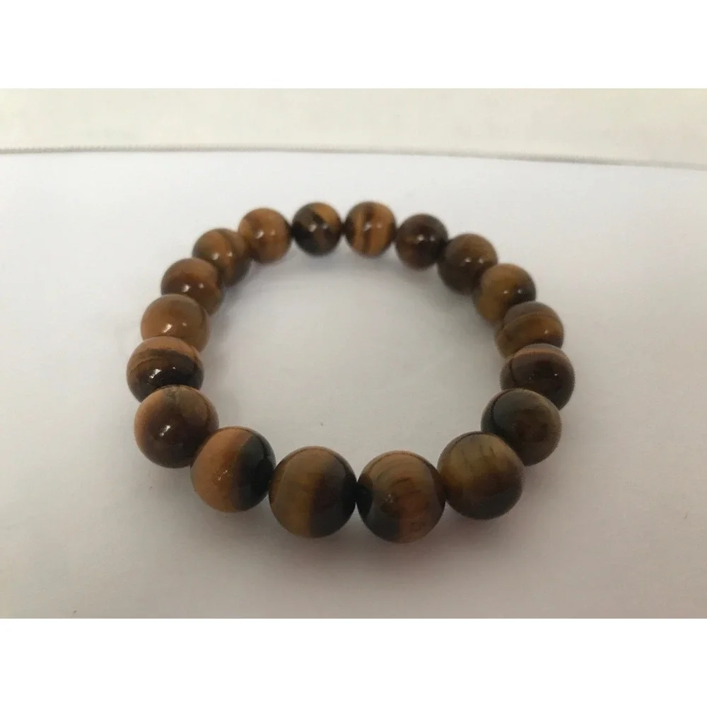 Bracelet‎ brown round natural glossy beads bangle Stretchy howlite earth tones